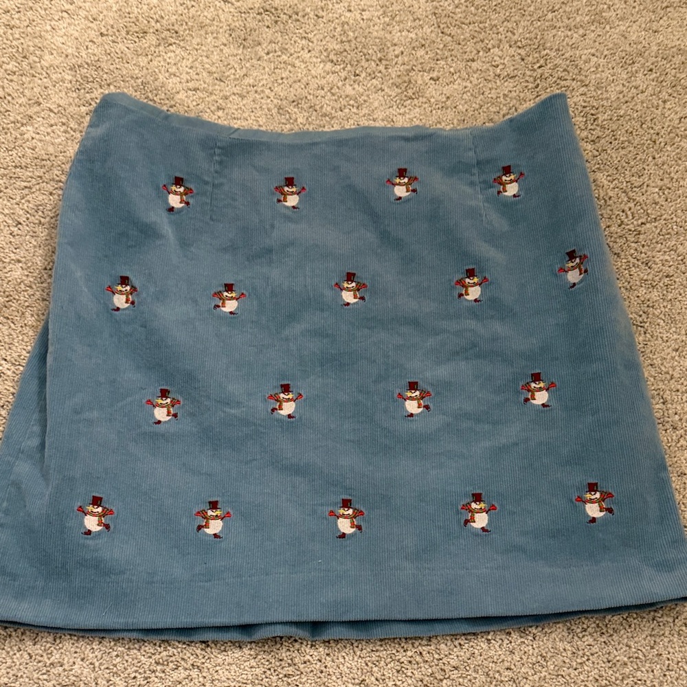 Castaway Blue Skirt with Snowman Design